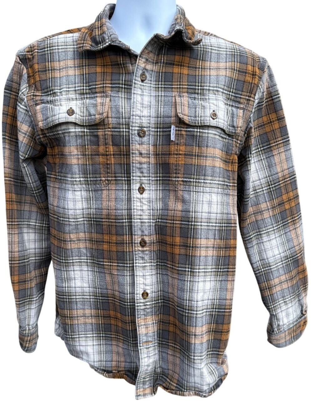 VTG Carhartt Men’s Heavyweight Flannel Shirt  Size M Plaid Original Fit Brown